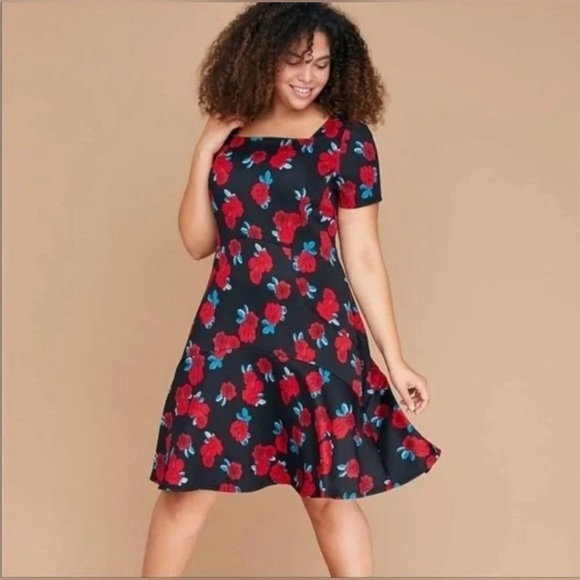 Lane Bryant Rockabilly Dress Black Red Floral
Rose Roses Plus Size 28 Fit Flare - Picture 1 of 12